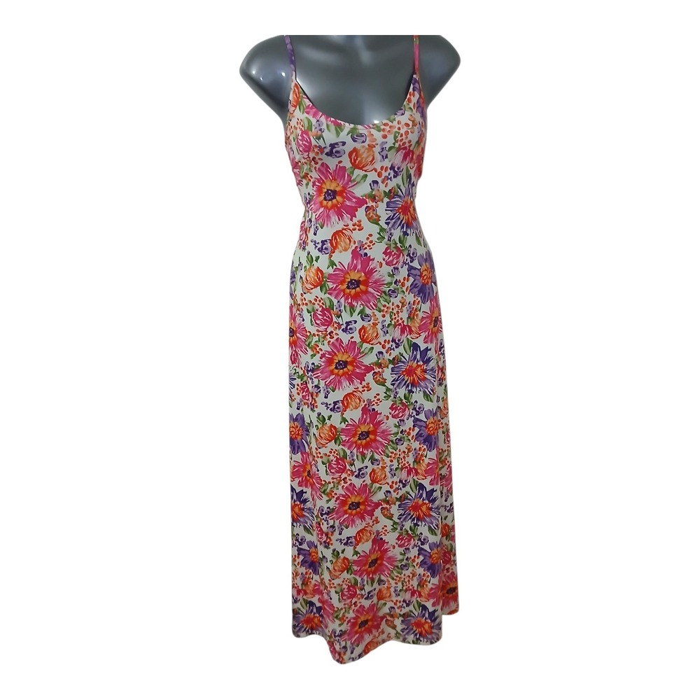 Floral Maxi Dress Women's Small Pockets Boho‎ Cottagecore Summer Spring Garden
